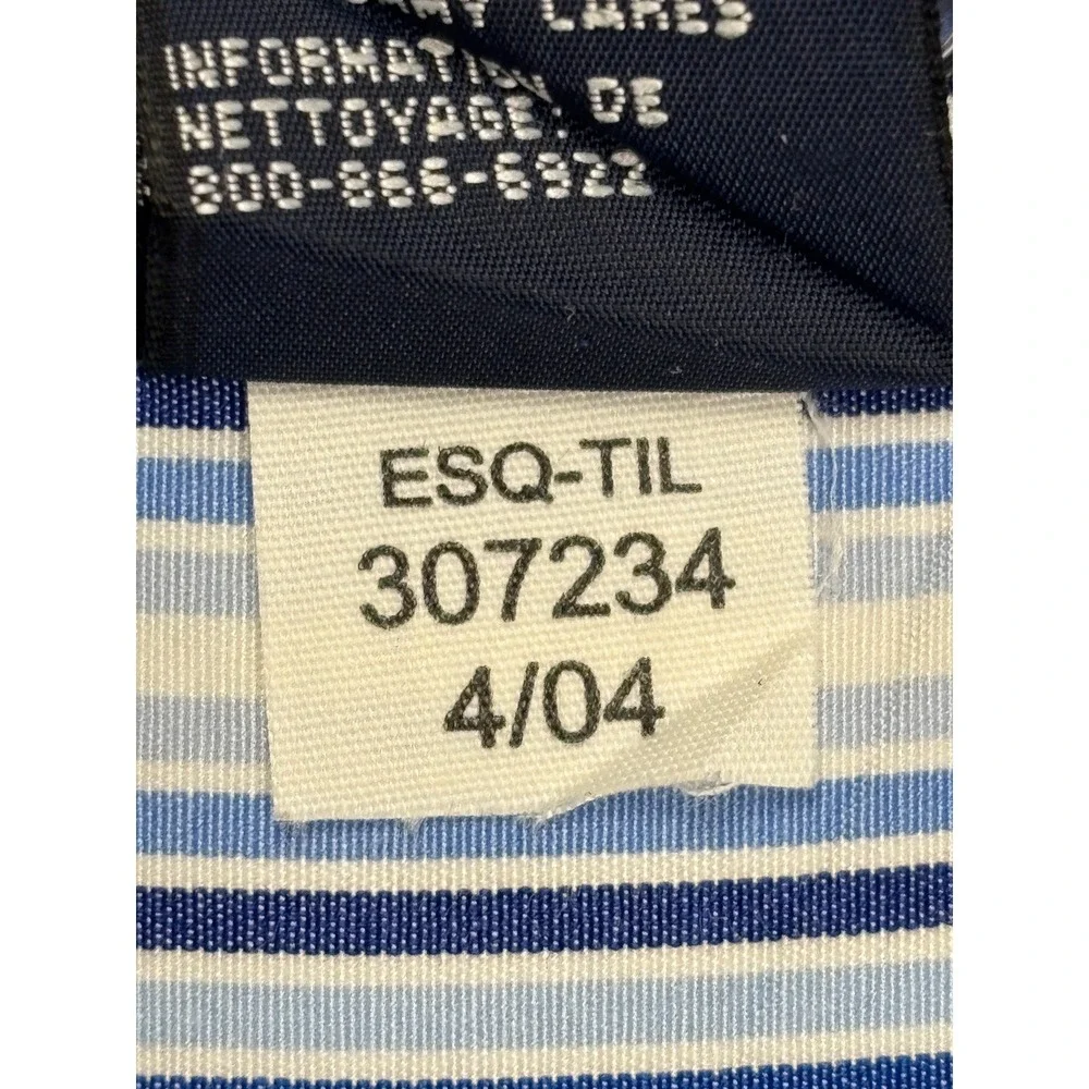 Tommy Hilfiger Mens XXL Blue White Striped 80s 2-Ply Cotton‎ Button Down Shirt